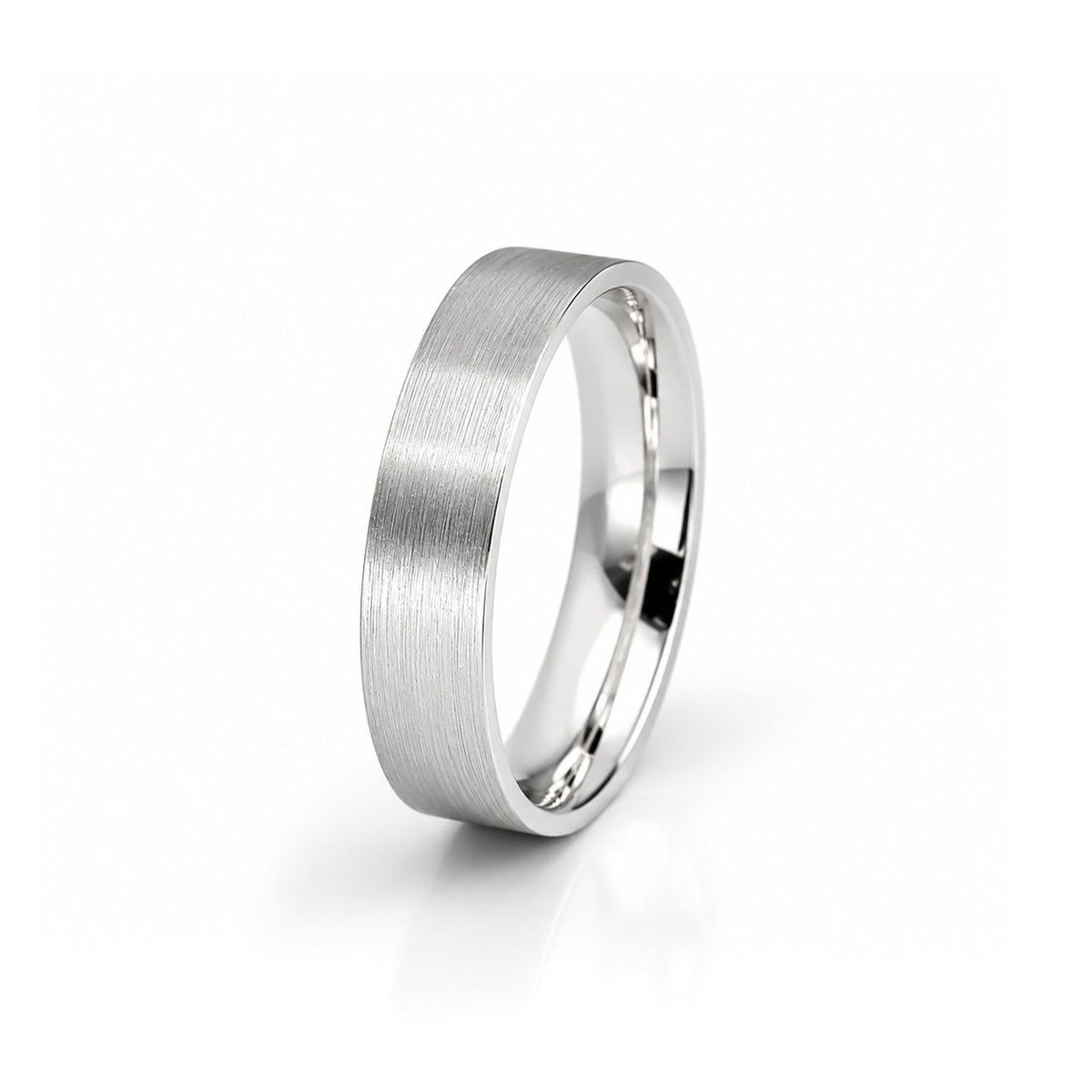18ct White Gold Flat Court Band with Satin Finish
