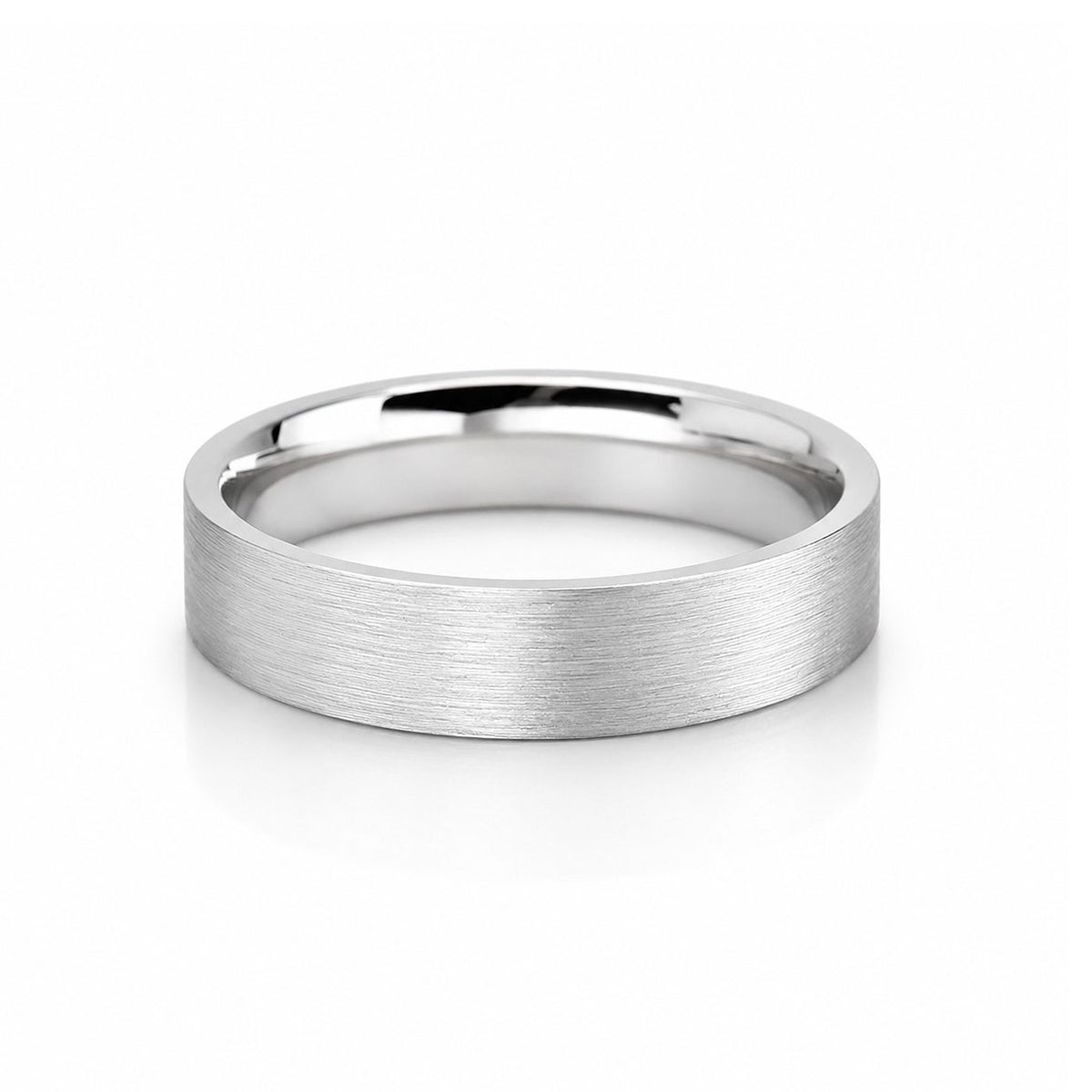 18ct White Gold Flat Court Band with Satin Finish