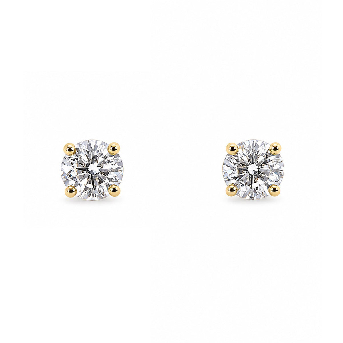 9ct Yellow Gold 1.00ct TDW Lab Grown Diamond IGI Certificated  Four Claw Stud Earrings