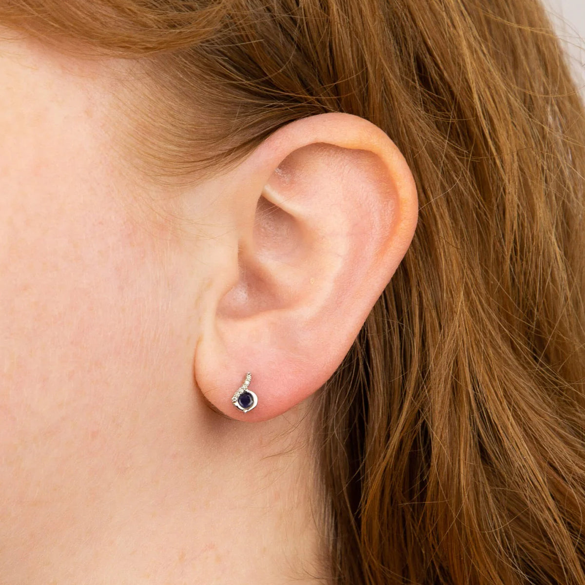 9ct White Gold Sapphire & Diamond Swirl Earrings