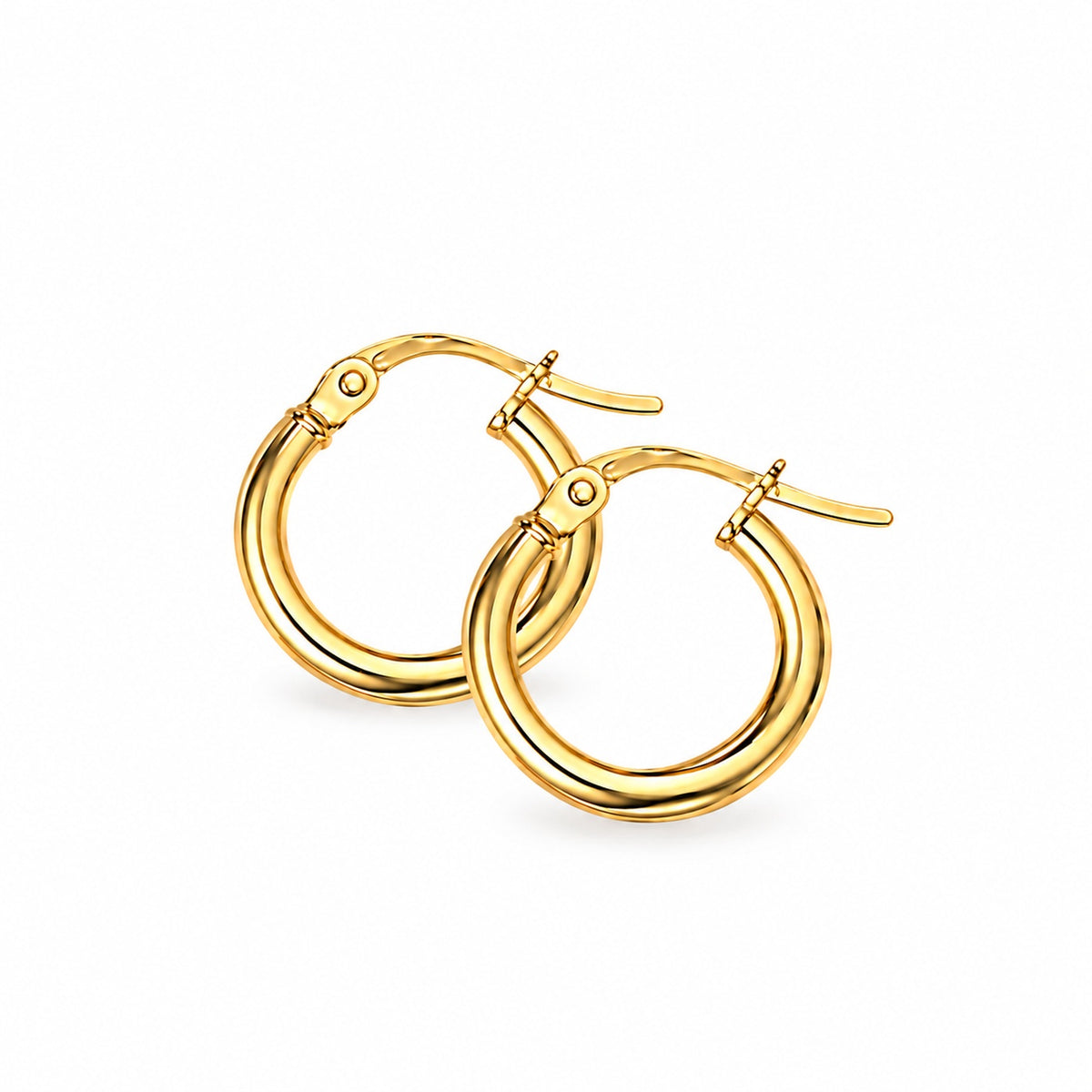 9ct Yellow Gold Classic Round Tube Hoops