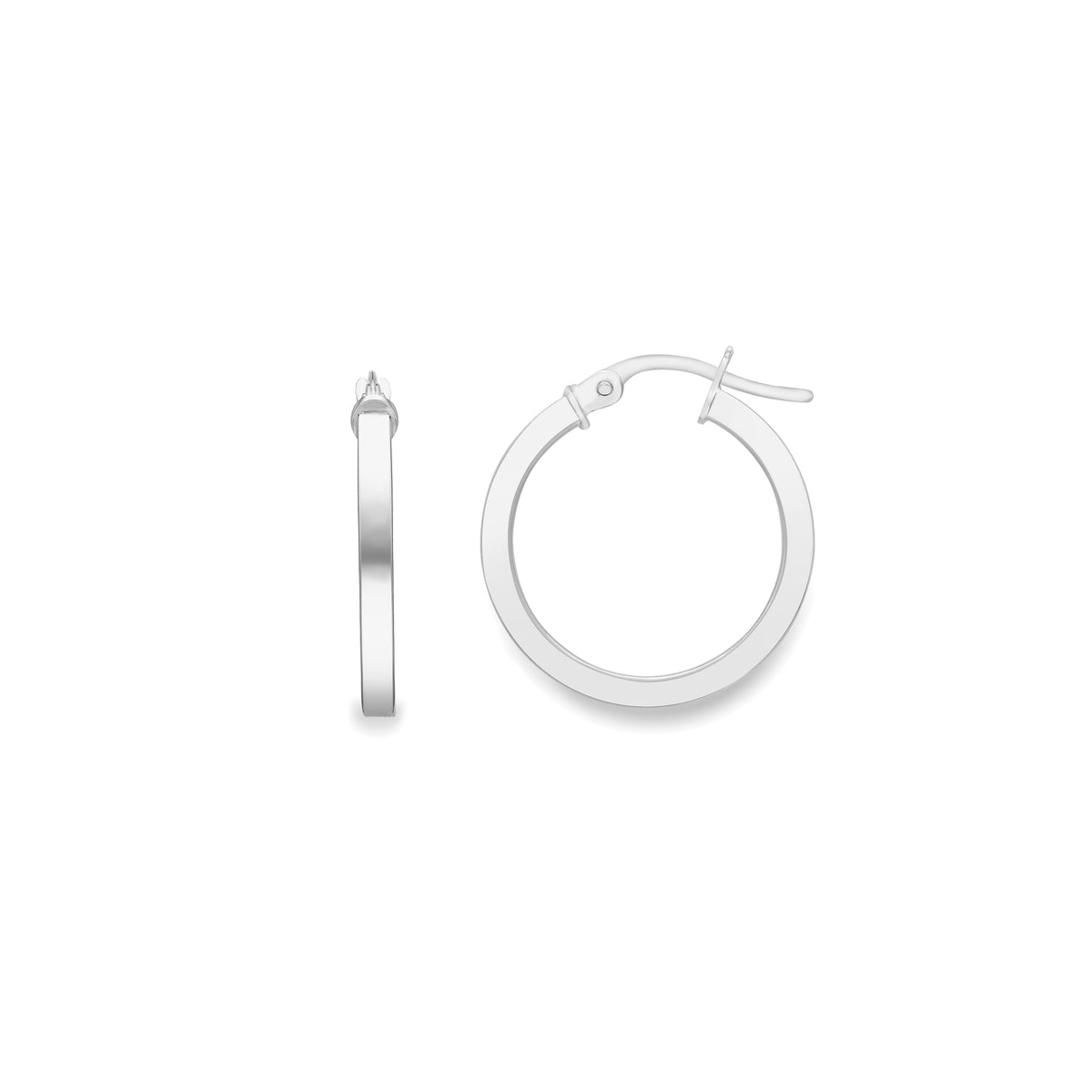 9ct White Gold Square Tube Hoops