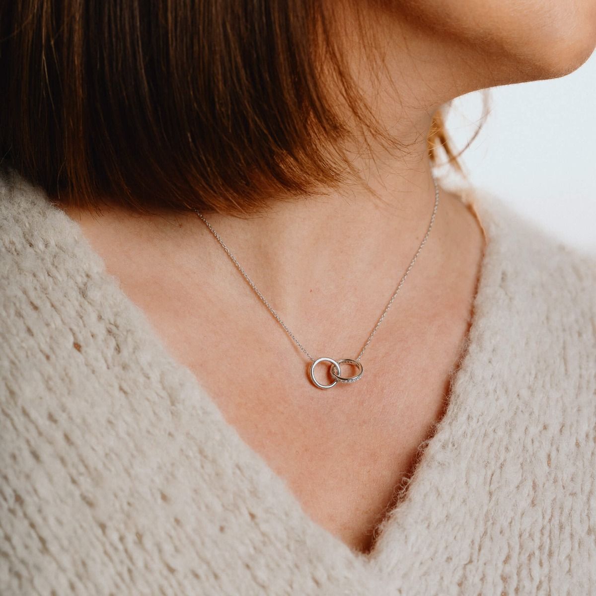 Diamonfire Sterling Silver Triple Plated Linked Circles Round Brilliant Cubic Zirconia Necklace