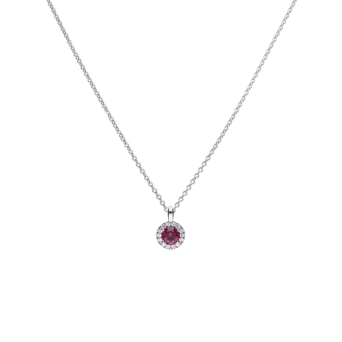 Diamonfire Ruby Red Cubic Zirconia Cluster Pendant & Chain
