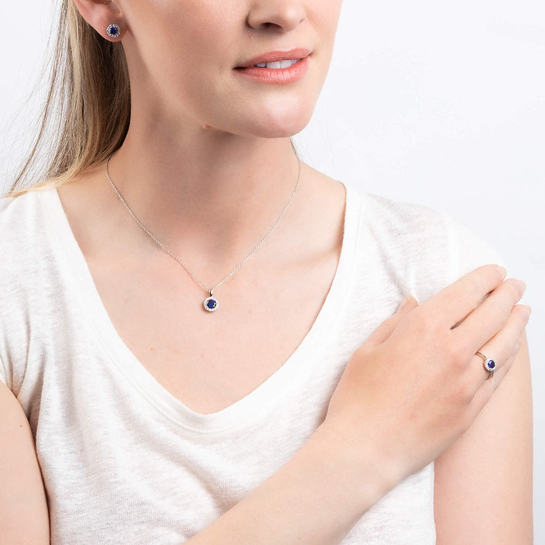 Diamonfire Sterling Silver Sapphire Blue Cubic Zirconia Cluster Stud Earring