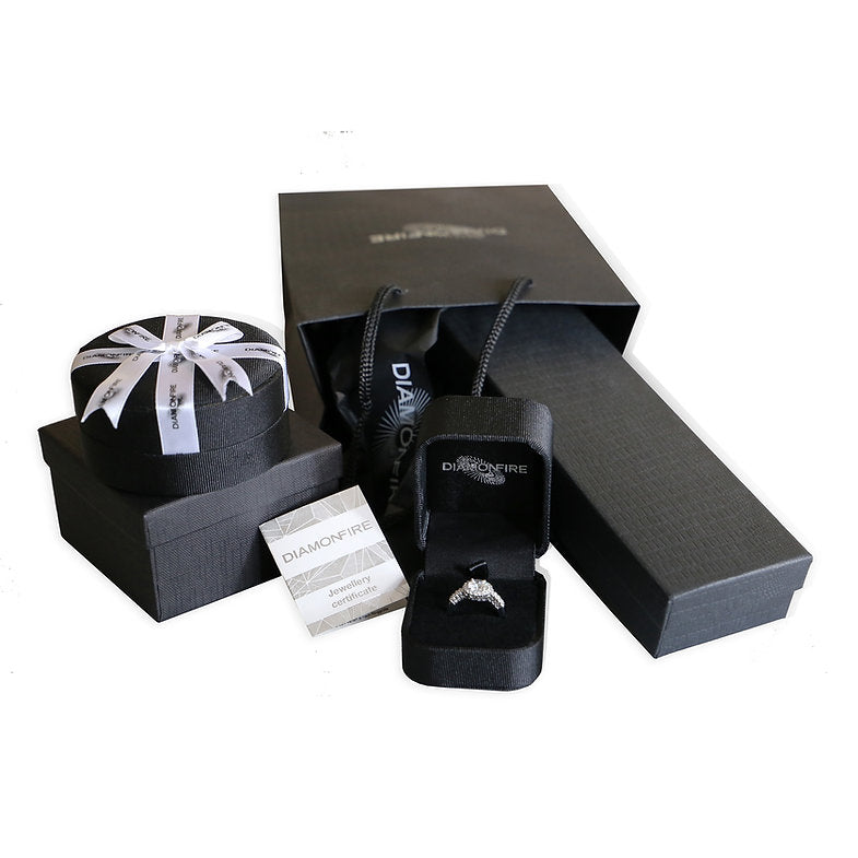 Diamonfire Sterling Silver Ruby Red Cubic Zirconia Round Cluster Stud Earrings