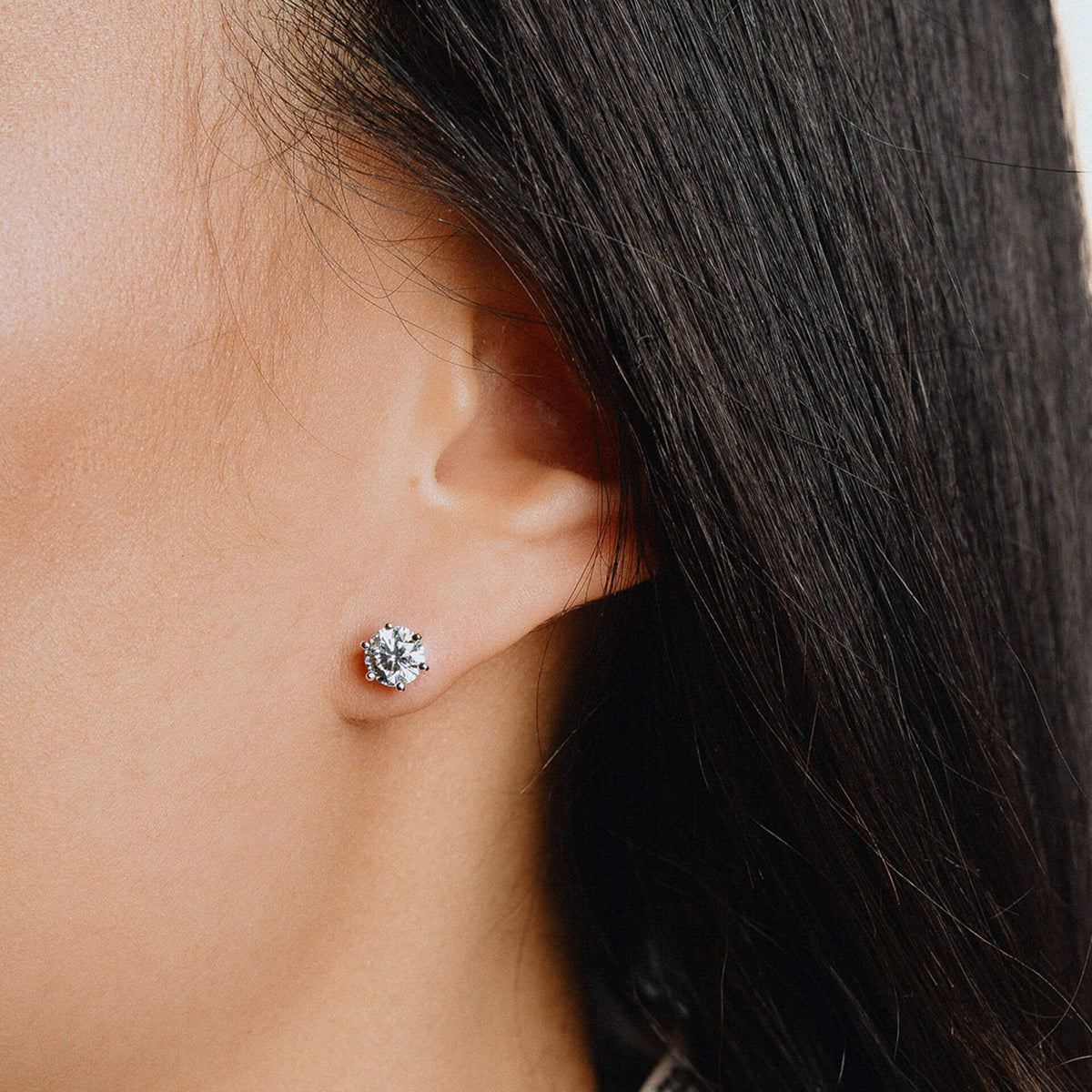 DIAMONFIRE Sterling Silver Triple Plated Cubic Zirconia 3.00ct Claw Set Solitaire Stud Earrings