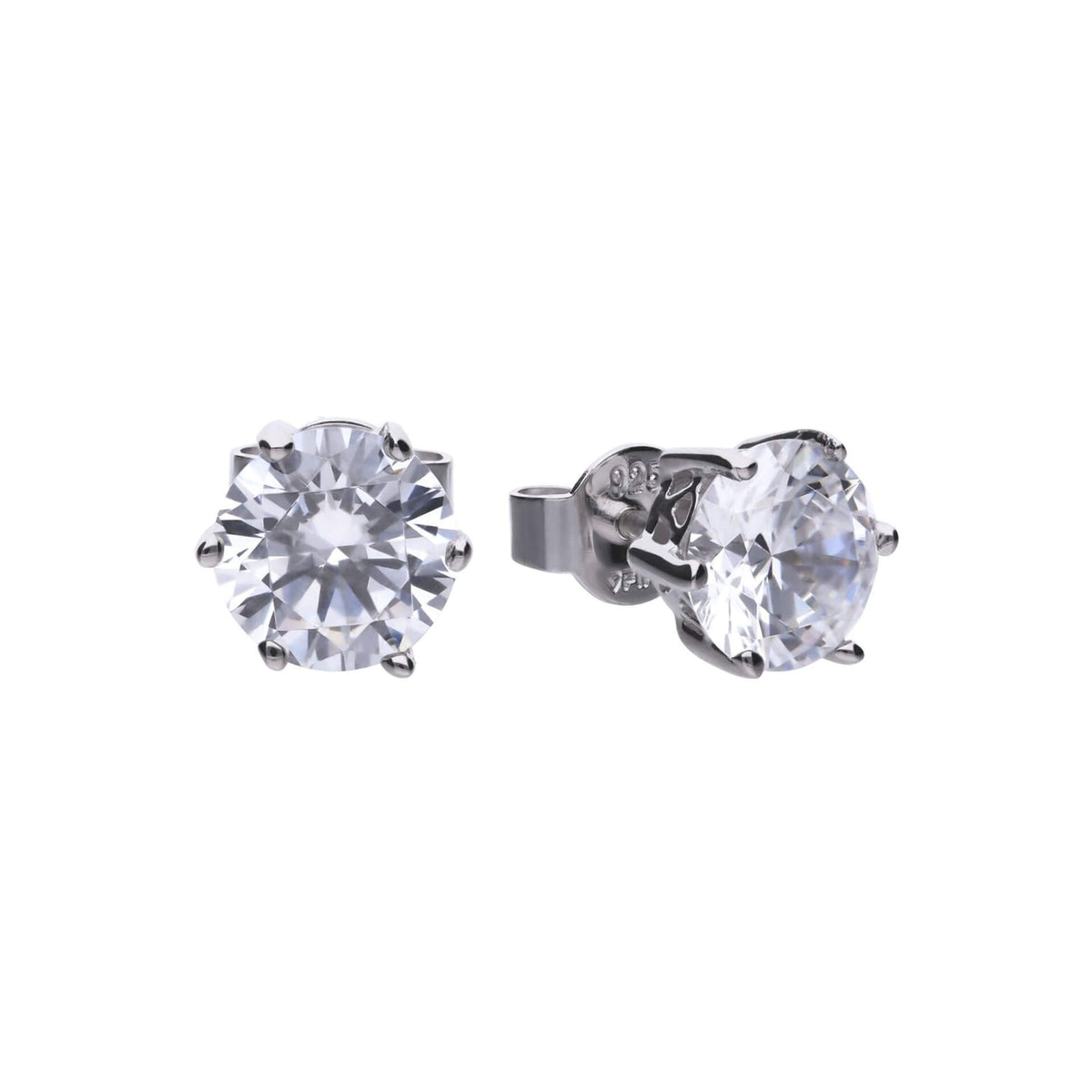 DIAMONFIRE Sterling Silver Triple Plated Cubic Zirconia 3.00ct Claw Set Solitaire Stud Earrings