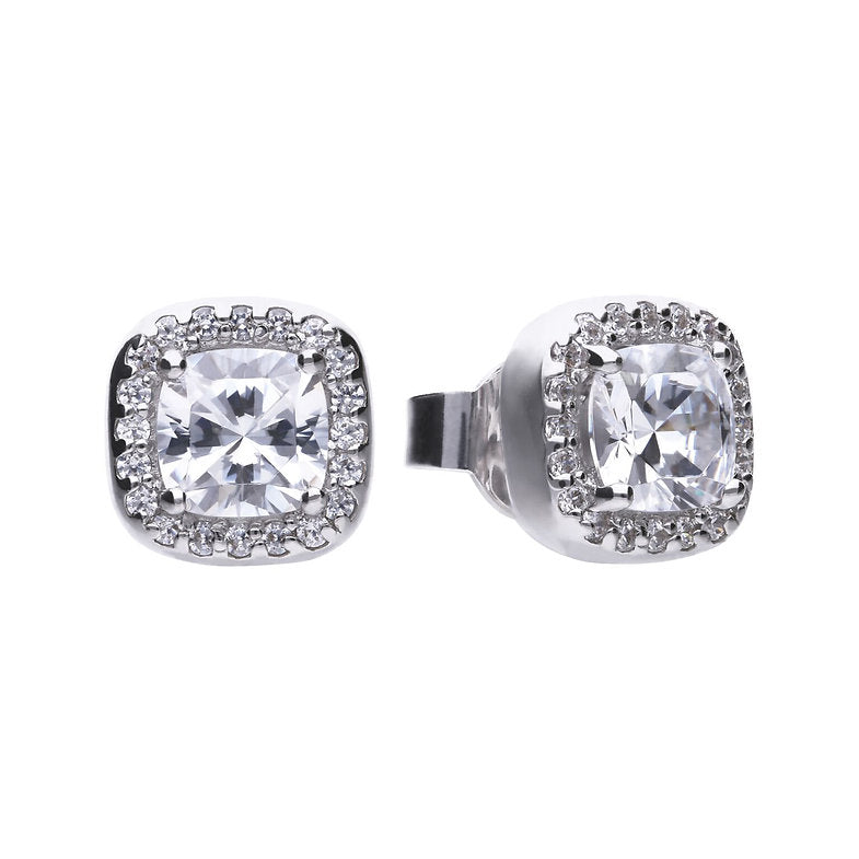 Diamonfire Sterling Silver Cubic Zirconia Cushion Cluster Stud Earrings