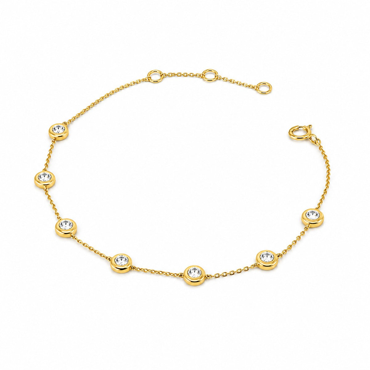 18ct Yellow Gold Illusion-Set Diamond 0.20ct TDW Rub-Over Station Bracelet