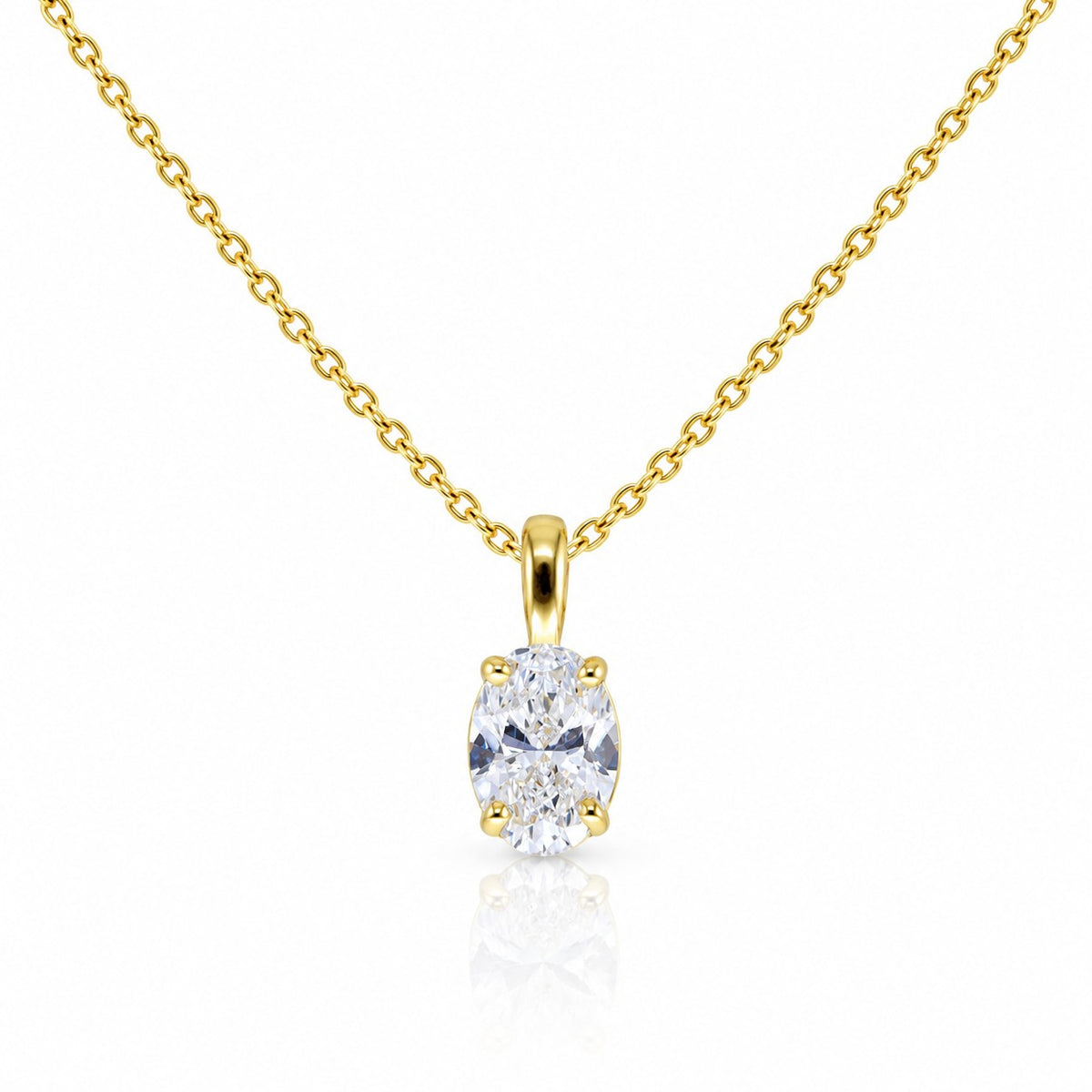 18ct Yellow Gold 1.00ct Lab Grown Round Brilliant Cut Diamond Solitaire Pendant & Chain