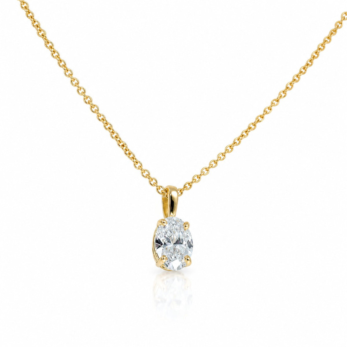 18ct Yellow Gold 1.00ct Lab Grown Round Brilliant Cut Diamond Solitaire Pendant & Chain