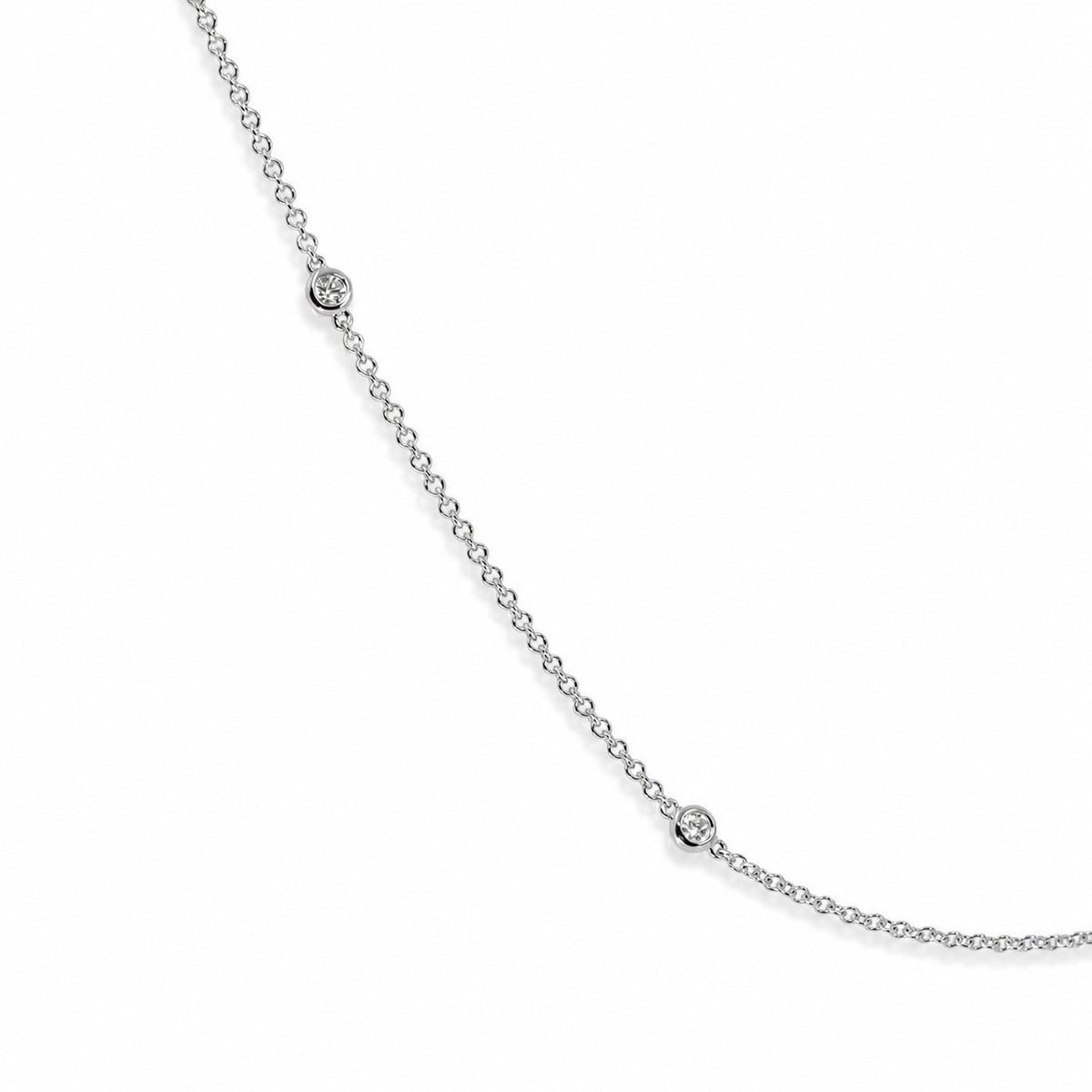 9ct White Gold 0.18ct TDW Round Brilliant Cut Rubset Diamond Station Chain