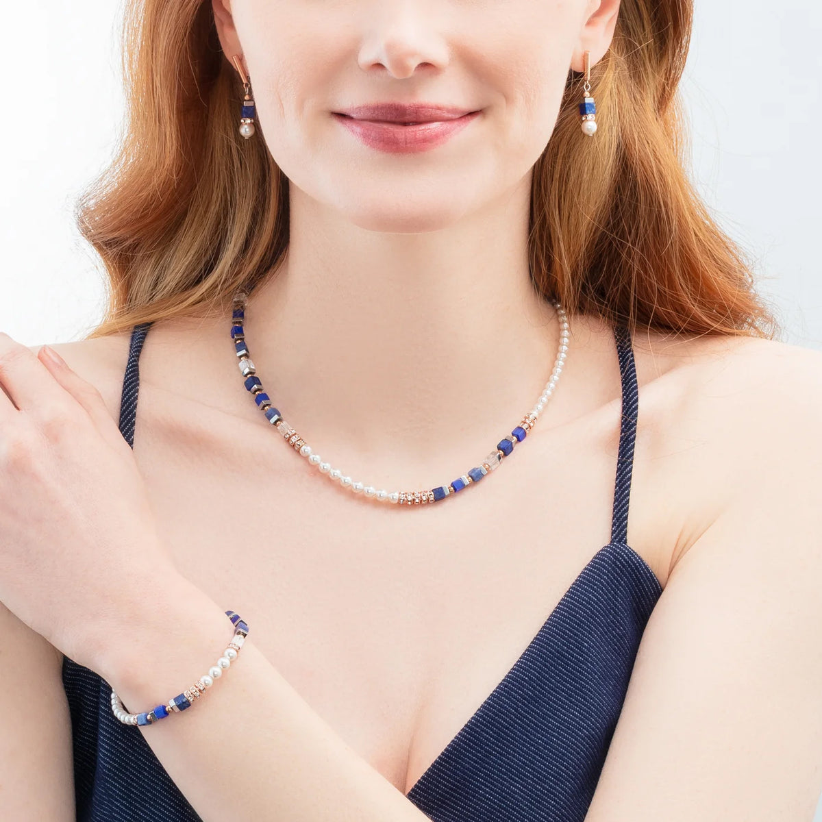 Coeur De Lion Precious Fusion Offset necklace rose gold-blue Necklace