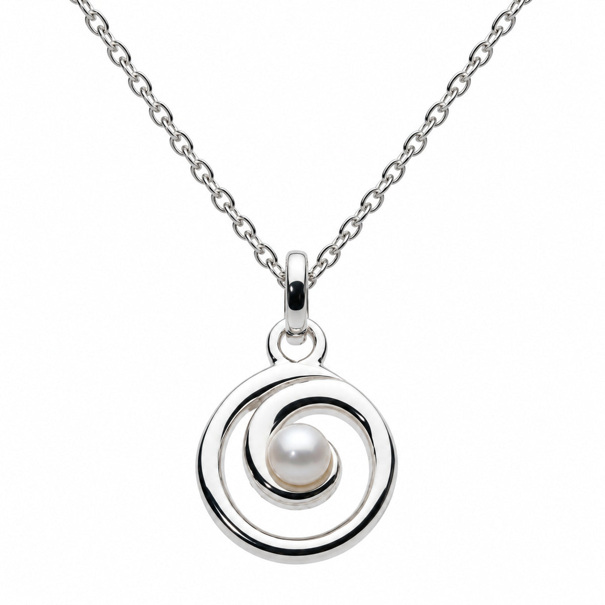 Dew Sterling Silver Freshwater Pearl Pendant & Chain