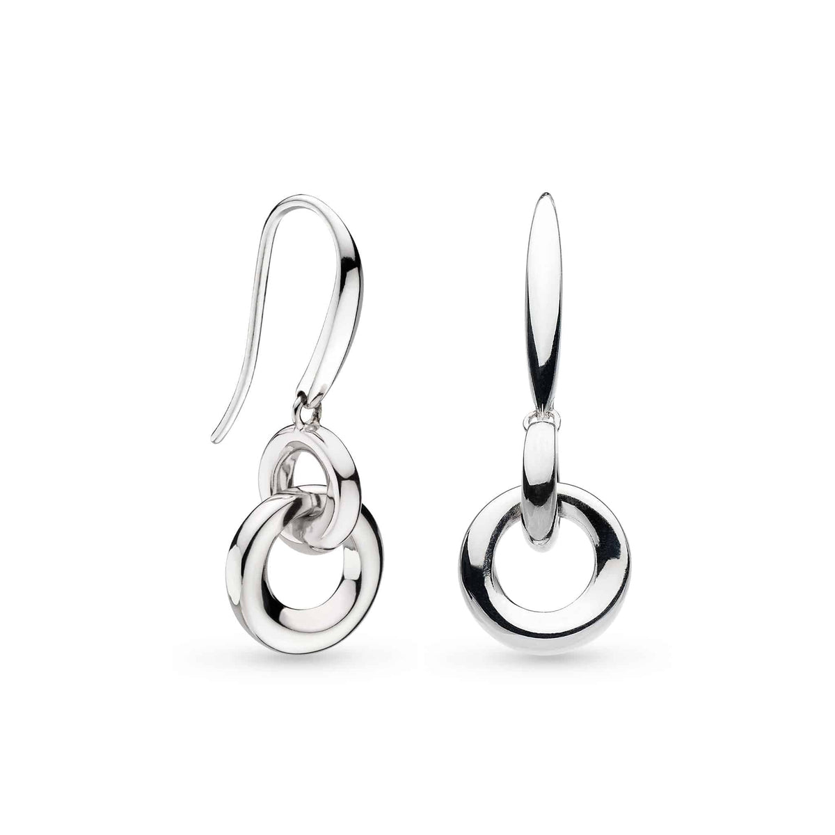 Kit Heath Sterling Silver Bevel Cirque Drop Earrings. Rhodium Plated.