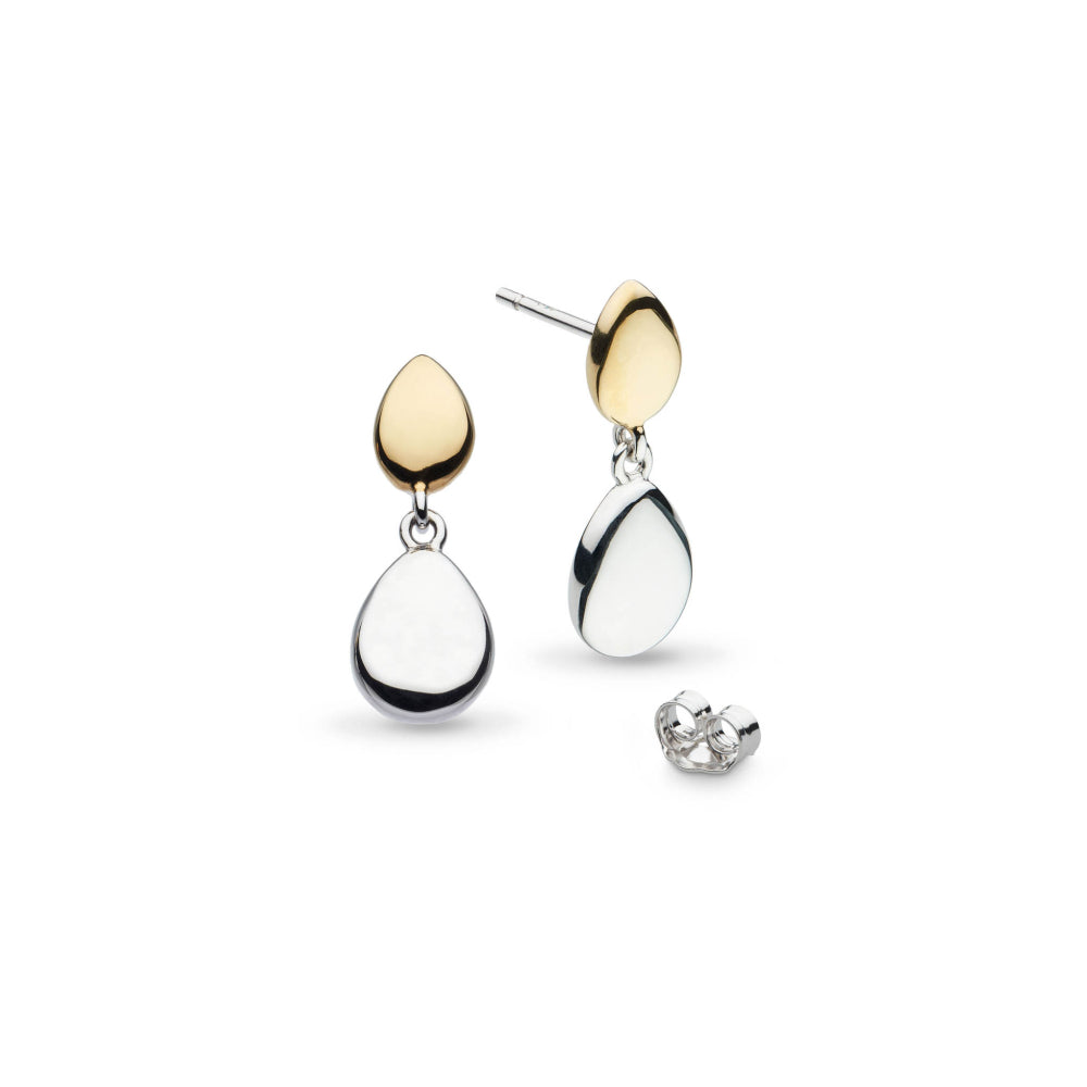 Kit Heath Sterling Silver and 18ct Gold Plated Coast Pebble Golden Drop Earrings