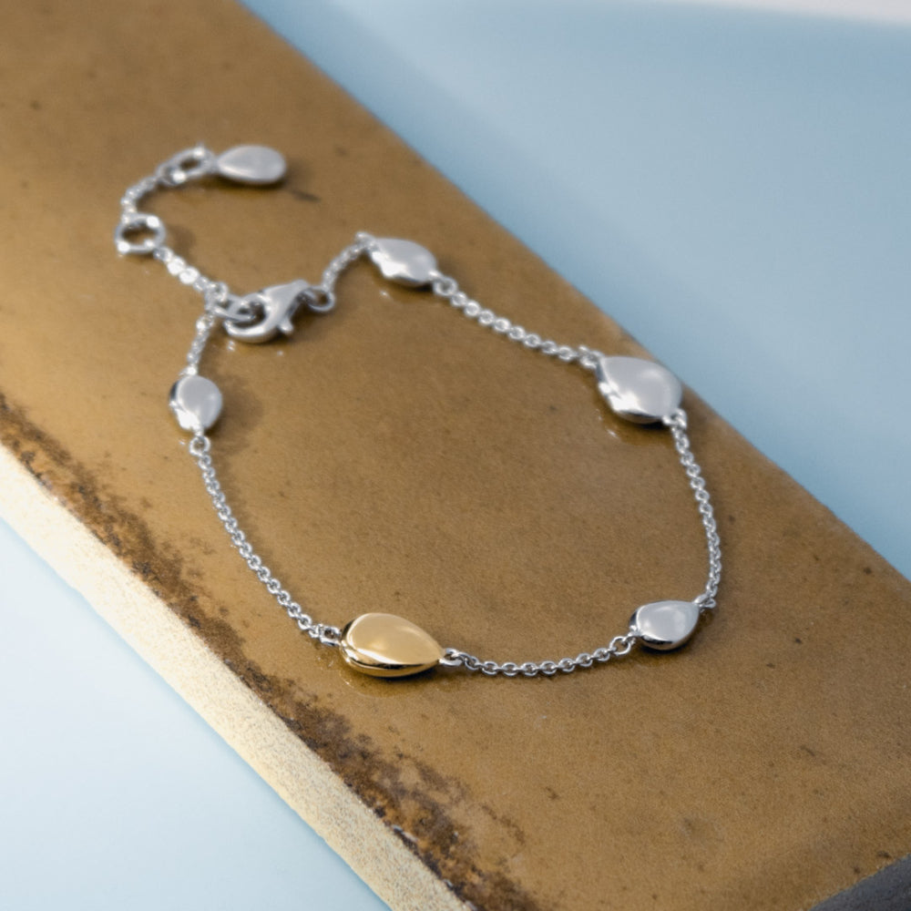 Kit Heath Sterling Silver Gold Plated Coast Pebble Bracelet