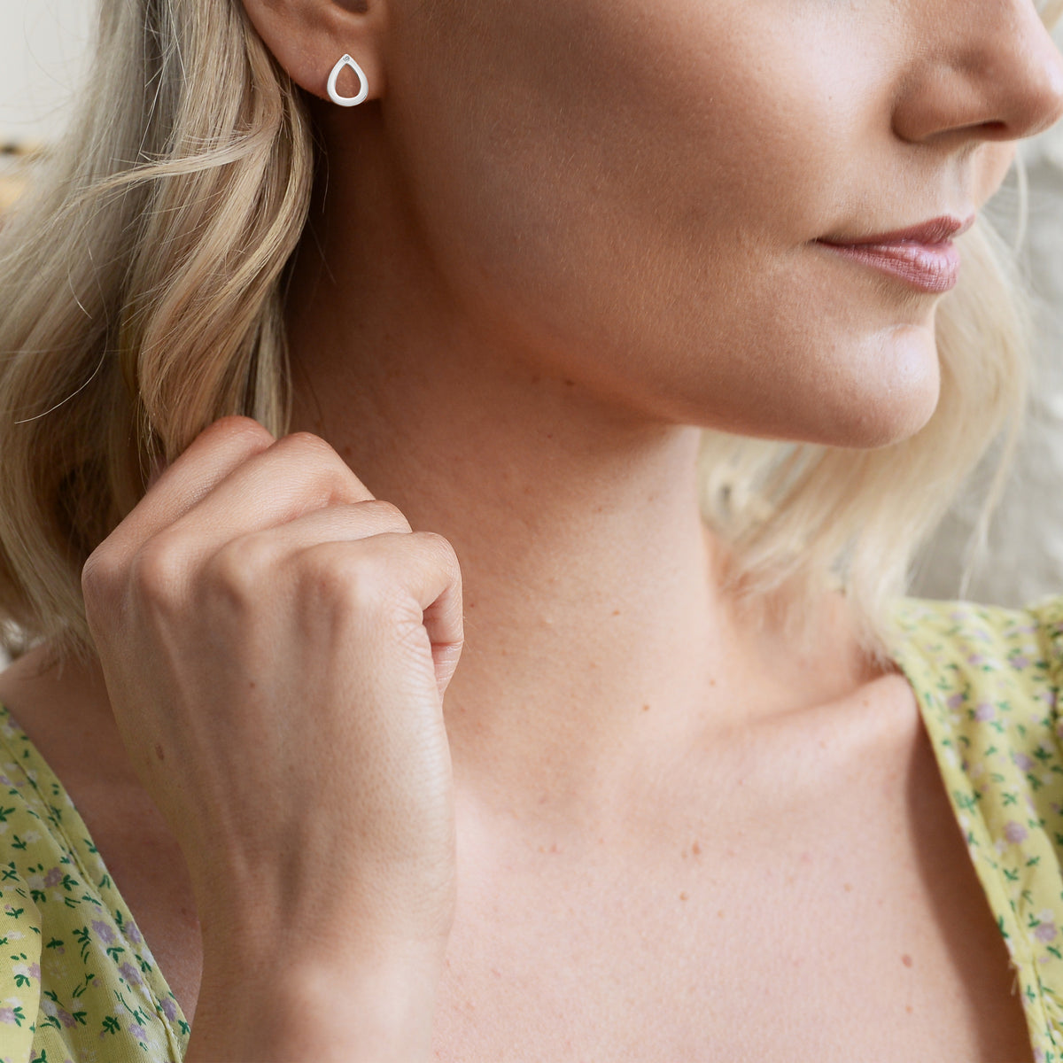 Hot Diamond Sterling Silver Diamond Amulet Teardrop Earrings