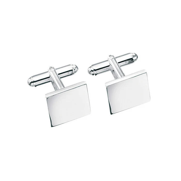 Sterling Silver Solid Square Cufflinks - Engravable