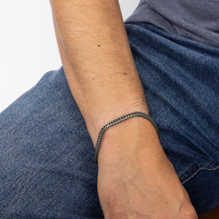 Fred Bennett Oxidised Foxtail Chain Bracelet