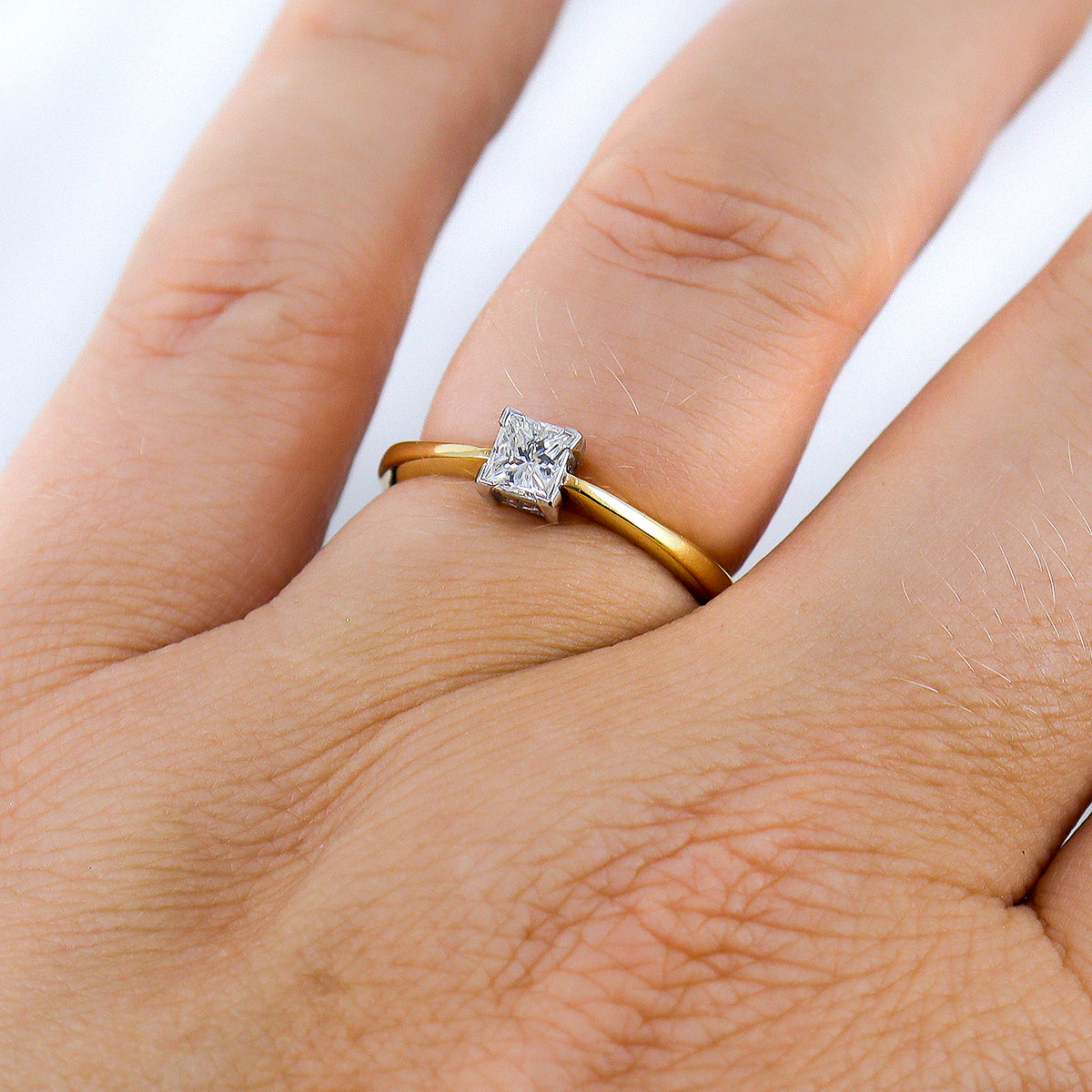 Pre-Owned 18ct Yellow Gold 0.42ct Princess Cut Diamond Solitaire Ring