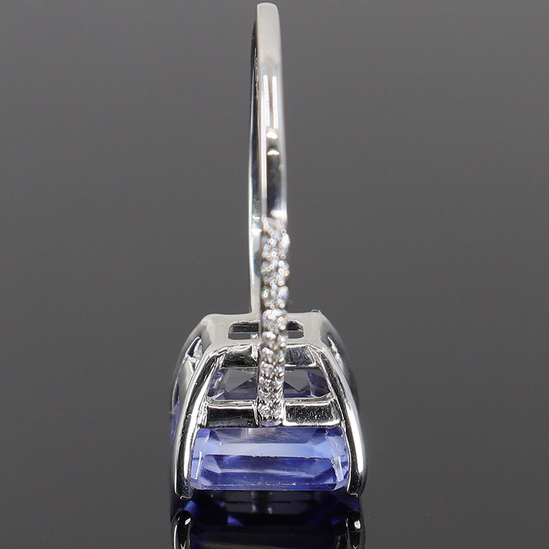 Pre-Owned 18ct White Gold Emerald Cut Sapphire & Diamond Ring