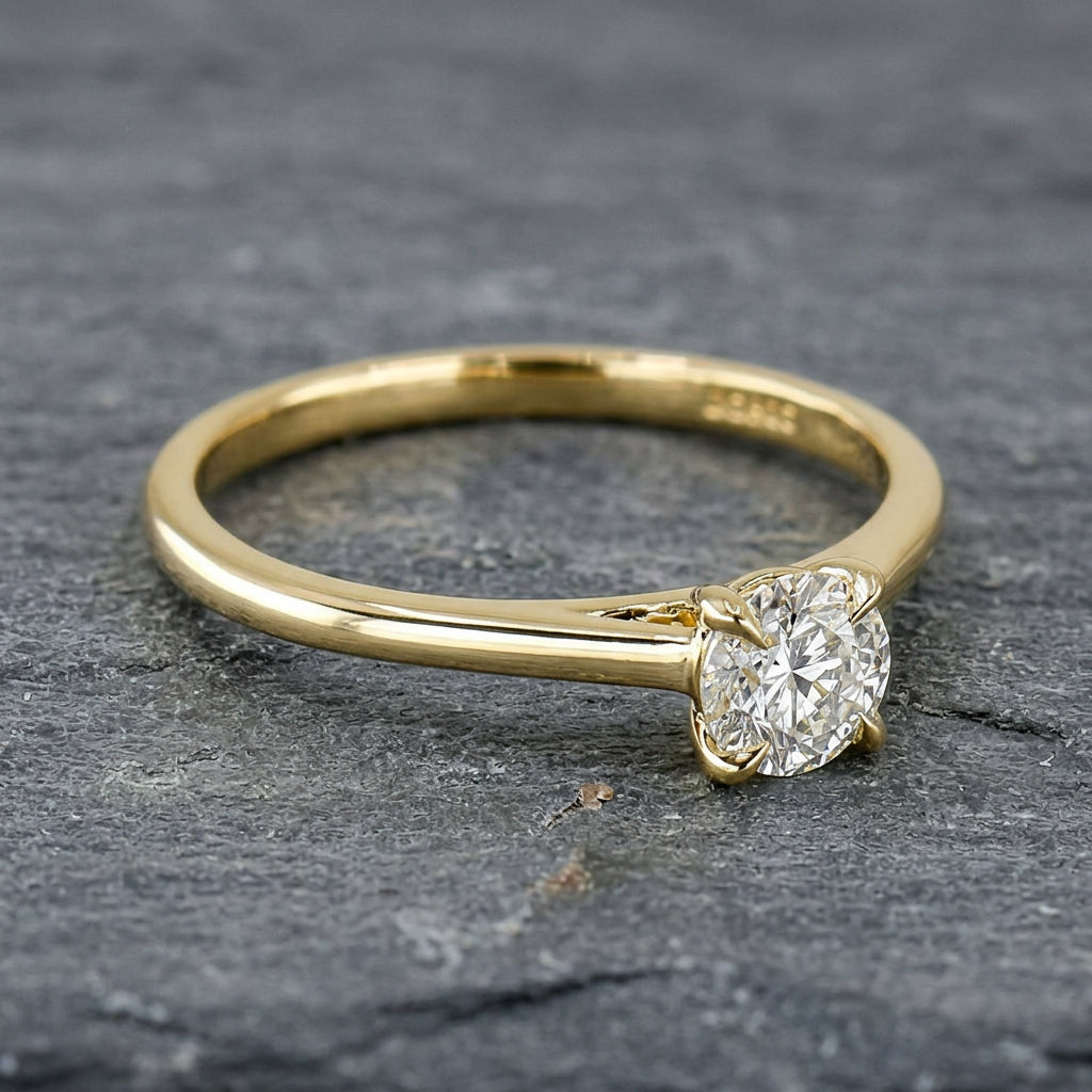 Pre-Owned 9ct Gold 0.52ct Round Brilliant Cut Diamond Solitaire Ring