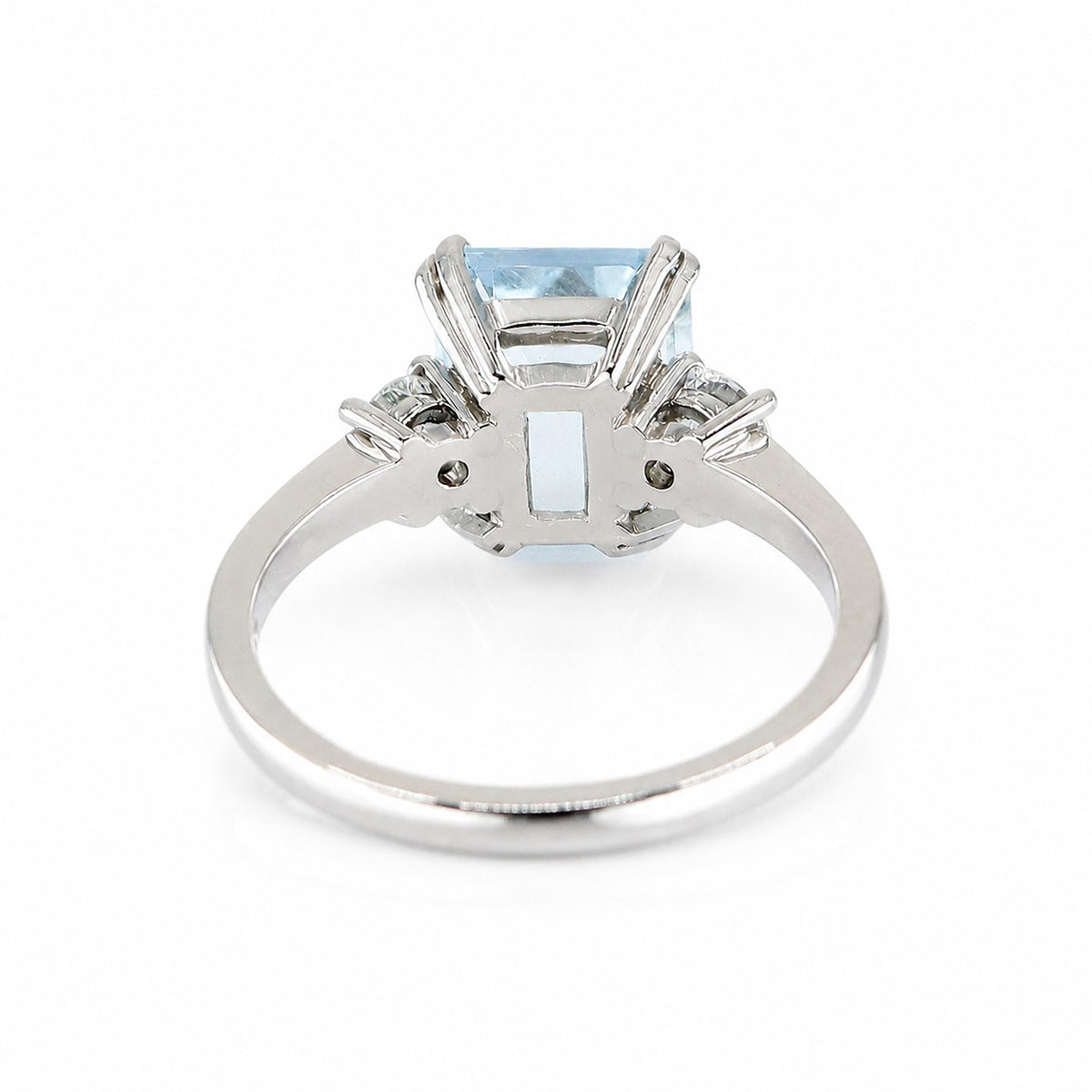 Pre-Owned Platinum 2.60ct Aquamarine & Diamond Three Stone Ring