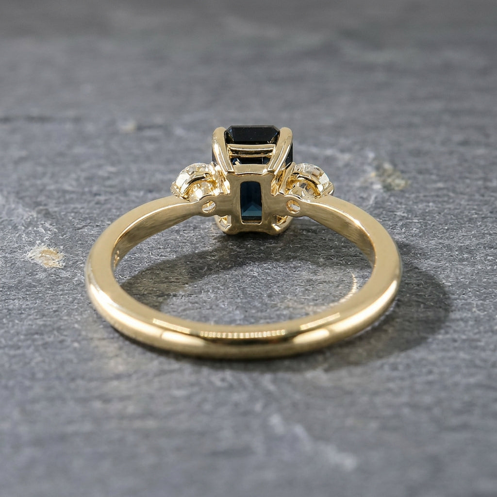 Pre-Owned 9ct Gold 1.45ct Sapphire & Diamond Three Stone Ring