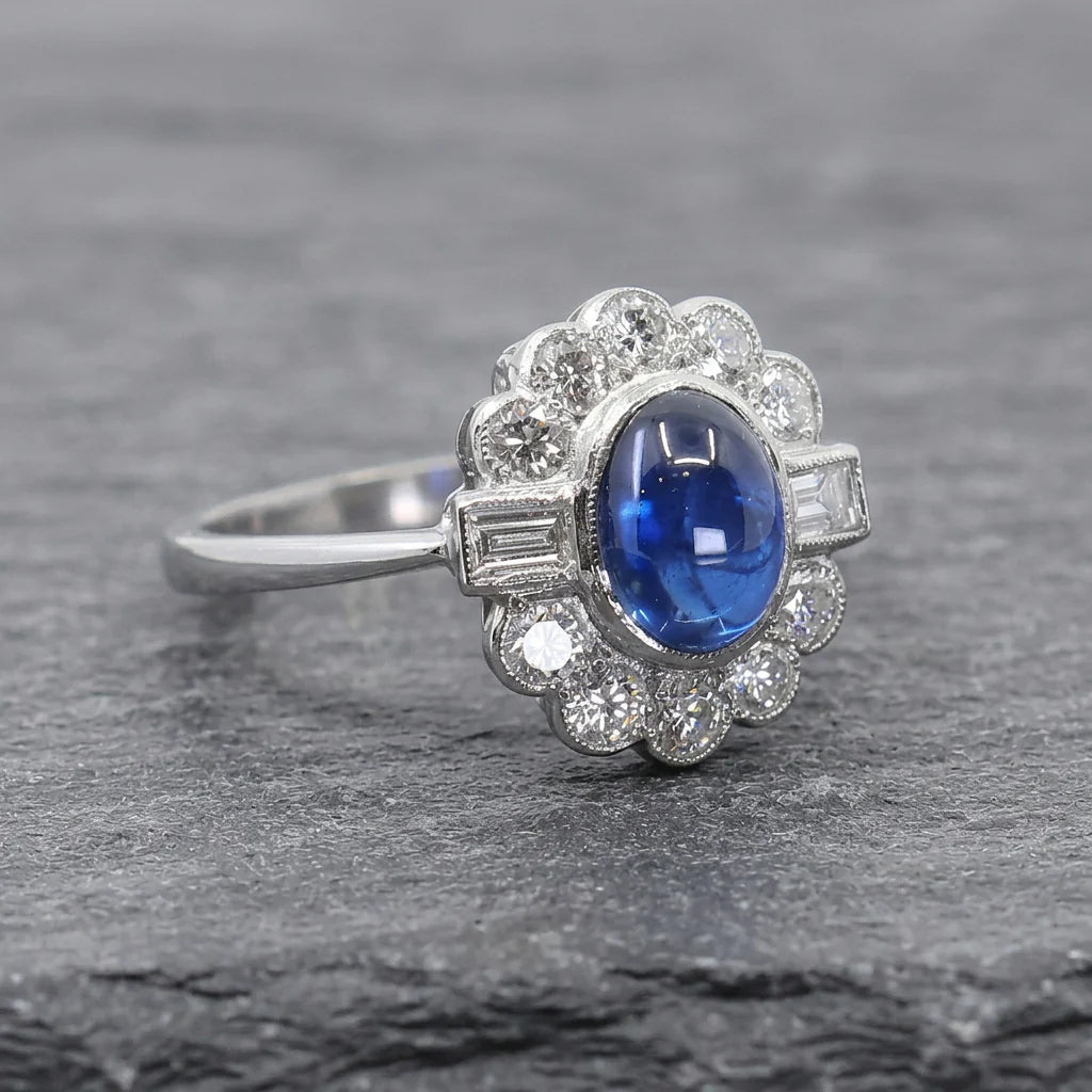 Pre-Owned 18ct White Gold Sapphire & Diamond Cluster Ring