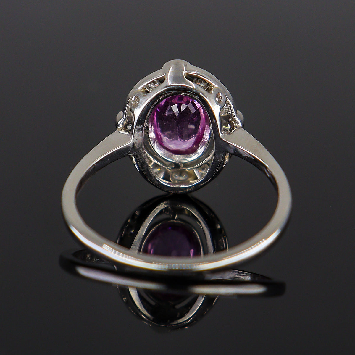 Pre-Owned Platinum Pink Sapphire and Diamond Cluster Ring
