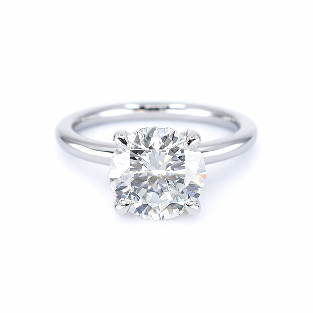 Platinum Lab 3.10ct TDW Grown Diamond Claw Set Solitaire With Diamond Under Bezel