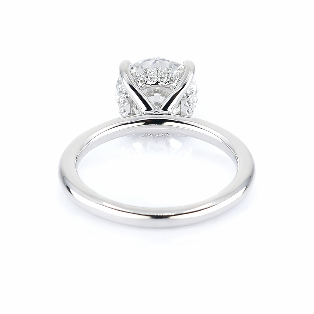 Platinum Lab 3.10ct TDW Grown Diamond Claw Set Solitaire With Diamond Under Bezel