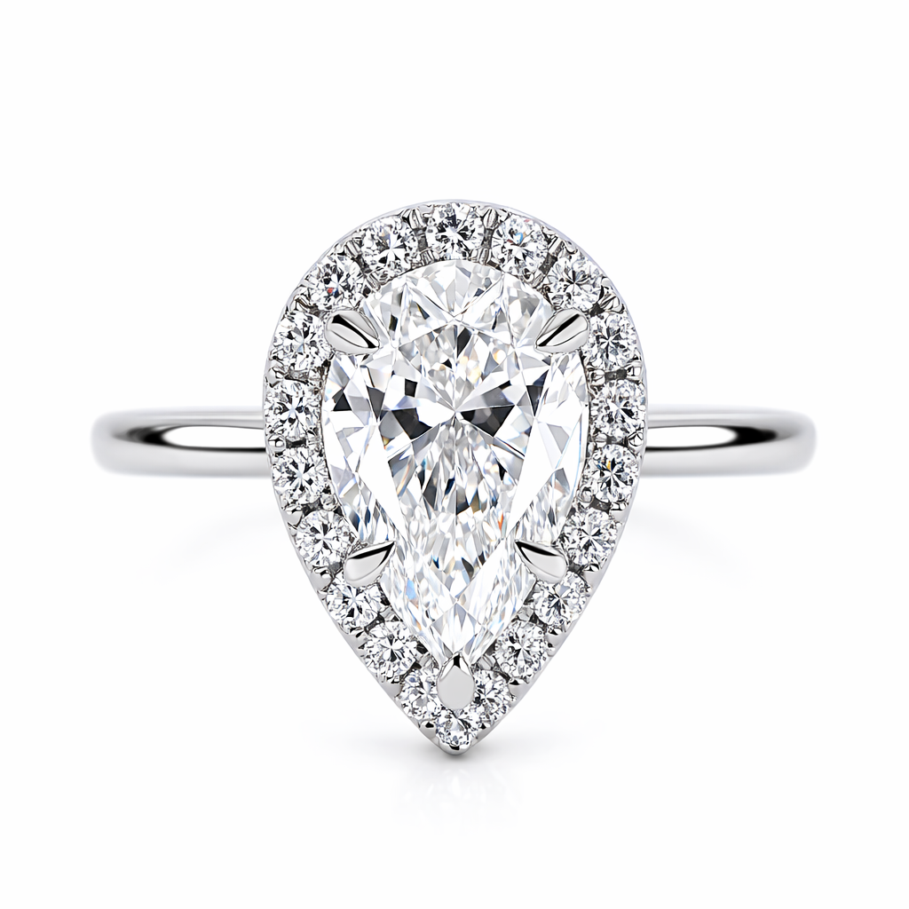 Platinum 2.00ct Lab Grown Diamond Certificated Pear Shaped Halo Cluster Ring