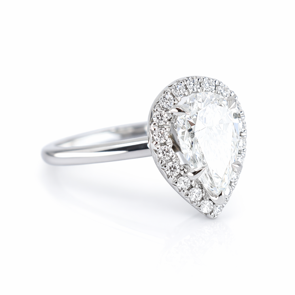 Platinum 2.00ct Lab Grown Diamond Certificated Pear Shaped Halo Cluster Ring