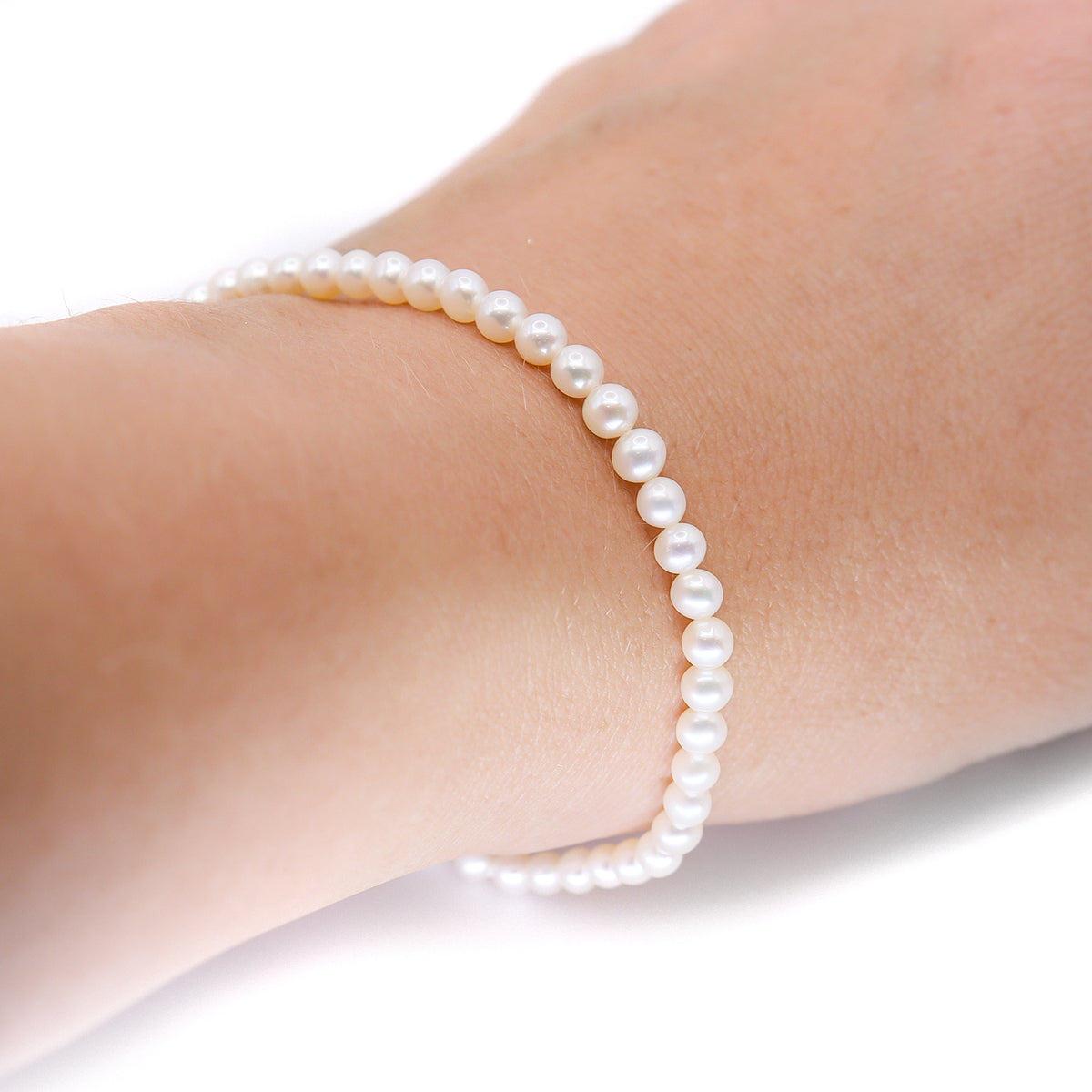 Sterling Silver Freshwater White Petite 3.5-4mm Pearl Bracelet 7.5"