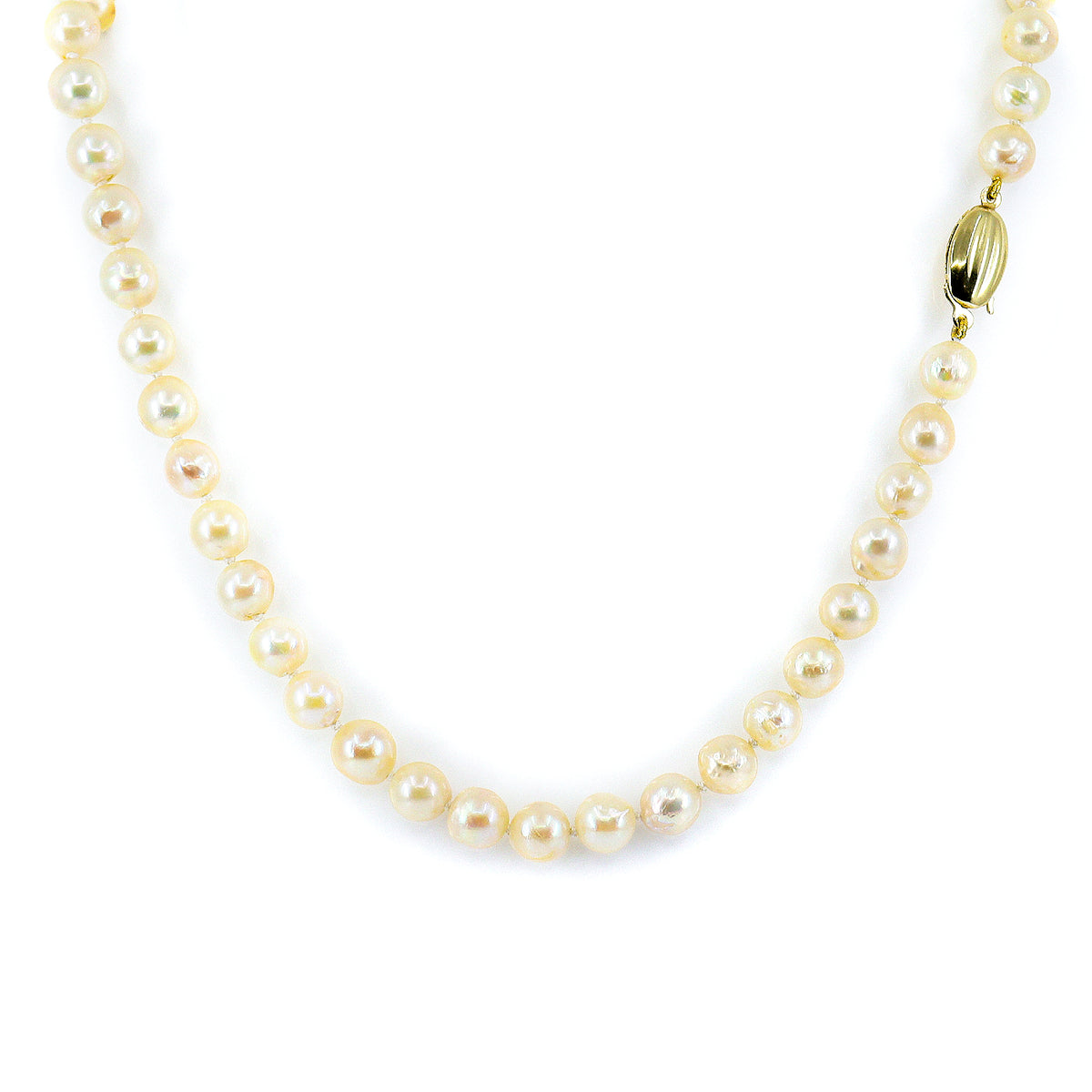 Pre-Owned Cultured Pearl Necklace 18" with 9ct Yellow Gold Clasp