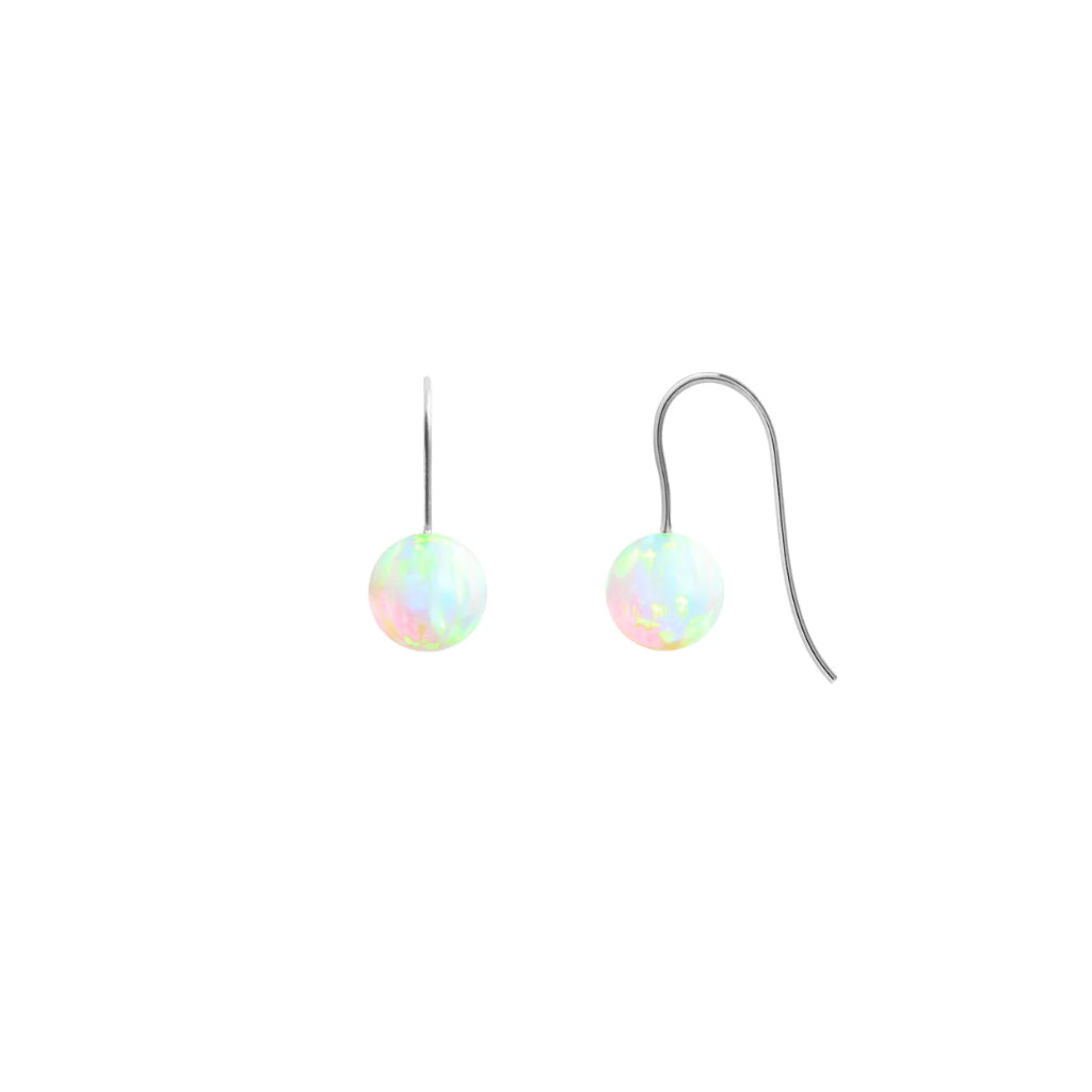 ORA Lab Grown 8mm Sea Opal Silver Drop Earrings