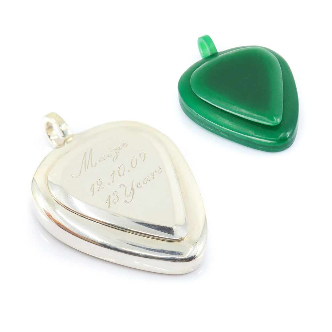 Bespoke Silver Plectrum Memory Pendant With Ashes Compartment