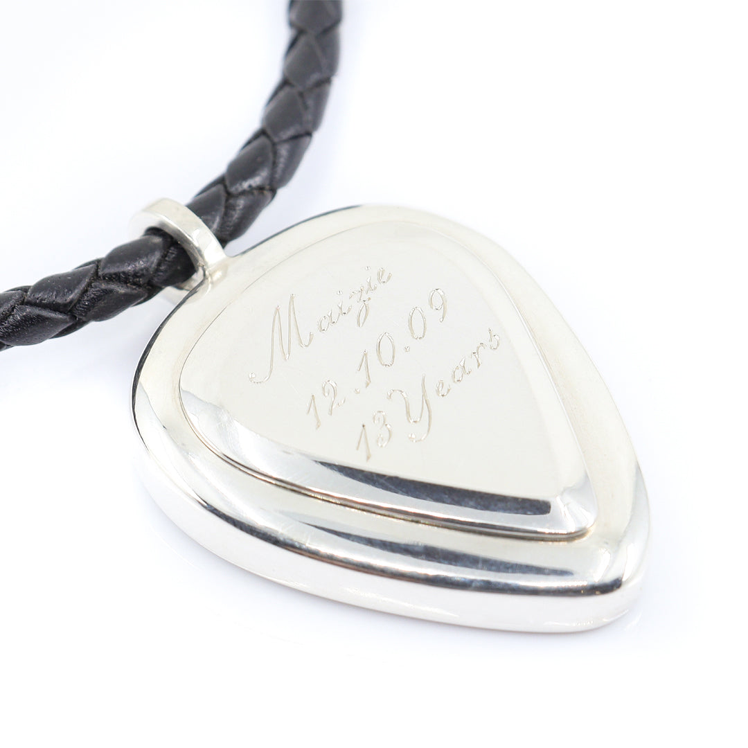 Bespoke Silver Plectrum Memory Pendant With Ashes Compartment