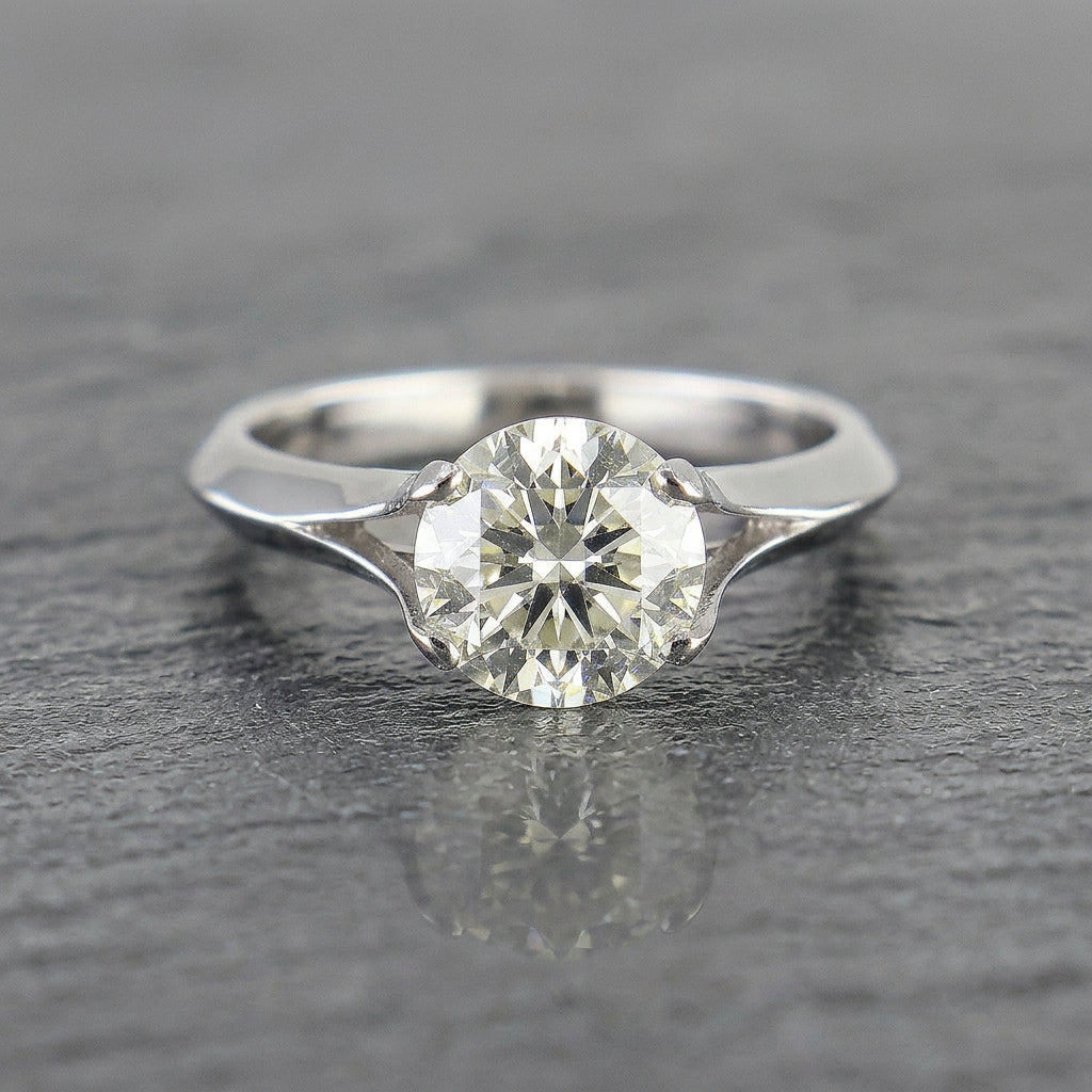 Pre Owned 18ct White Gold Certificated 1.73ct Diamond Solitaire Ring