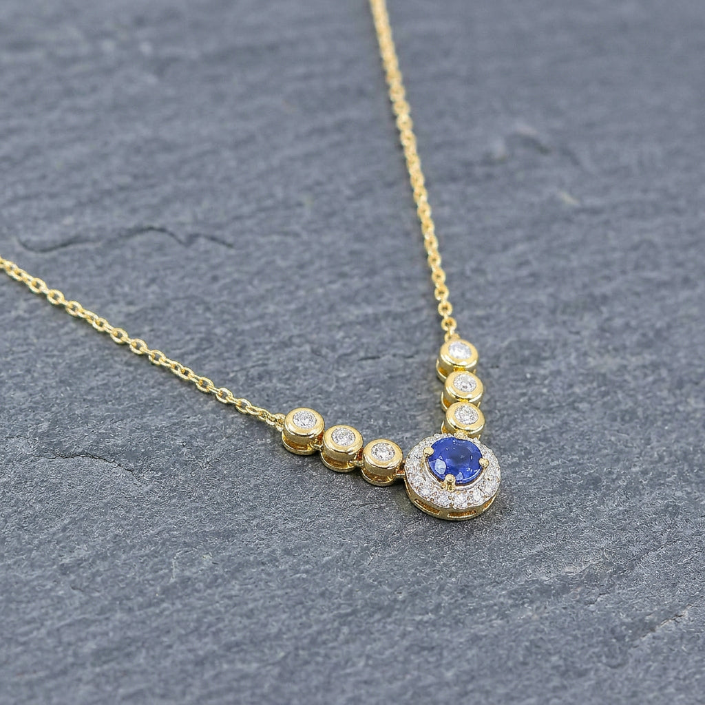 Pre-Owned 18ct Yellow Gold Sapphire & Diamond Necklace
