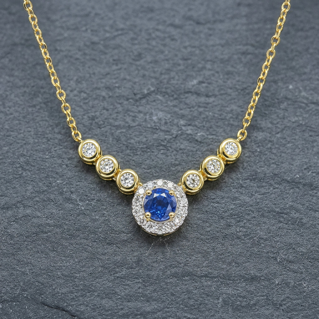 Pre-Owned 18ct Yellow Gold Sapphire & Diamond Necklace