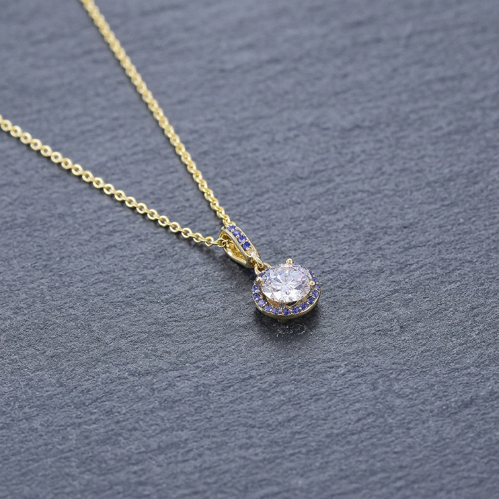 Pre-Owned 18ct Yellow Gold 0.98ct Diamond and Sapphire Pendant