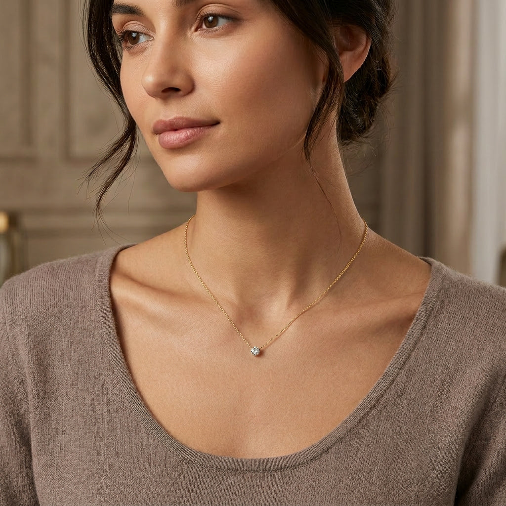 Pre-Owned 18ct Yellow Gold 1.03ct Diamond Certificated Necklace