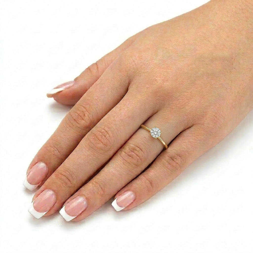 9ct Yellow Gold 0.50ct Lab Grown Certificated Diamond 4 Claw Solitaire Ring