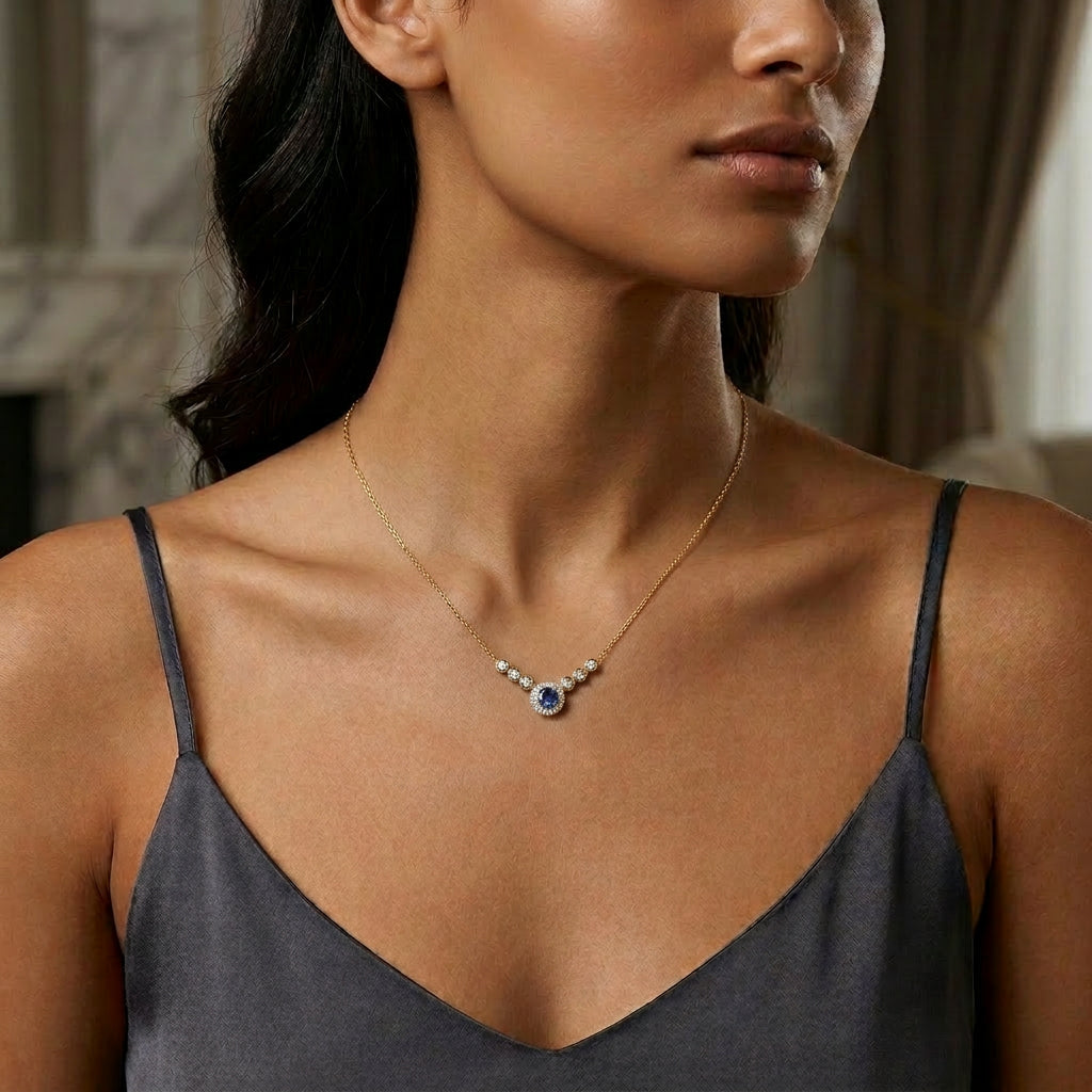 Pre-Owned 18ct Yellow Gold Sapphire & Diamond Necklace