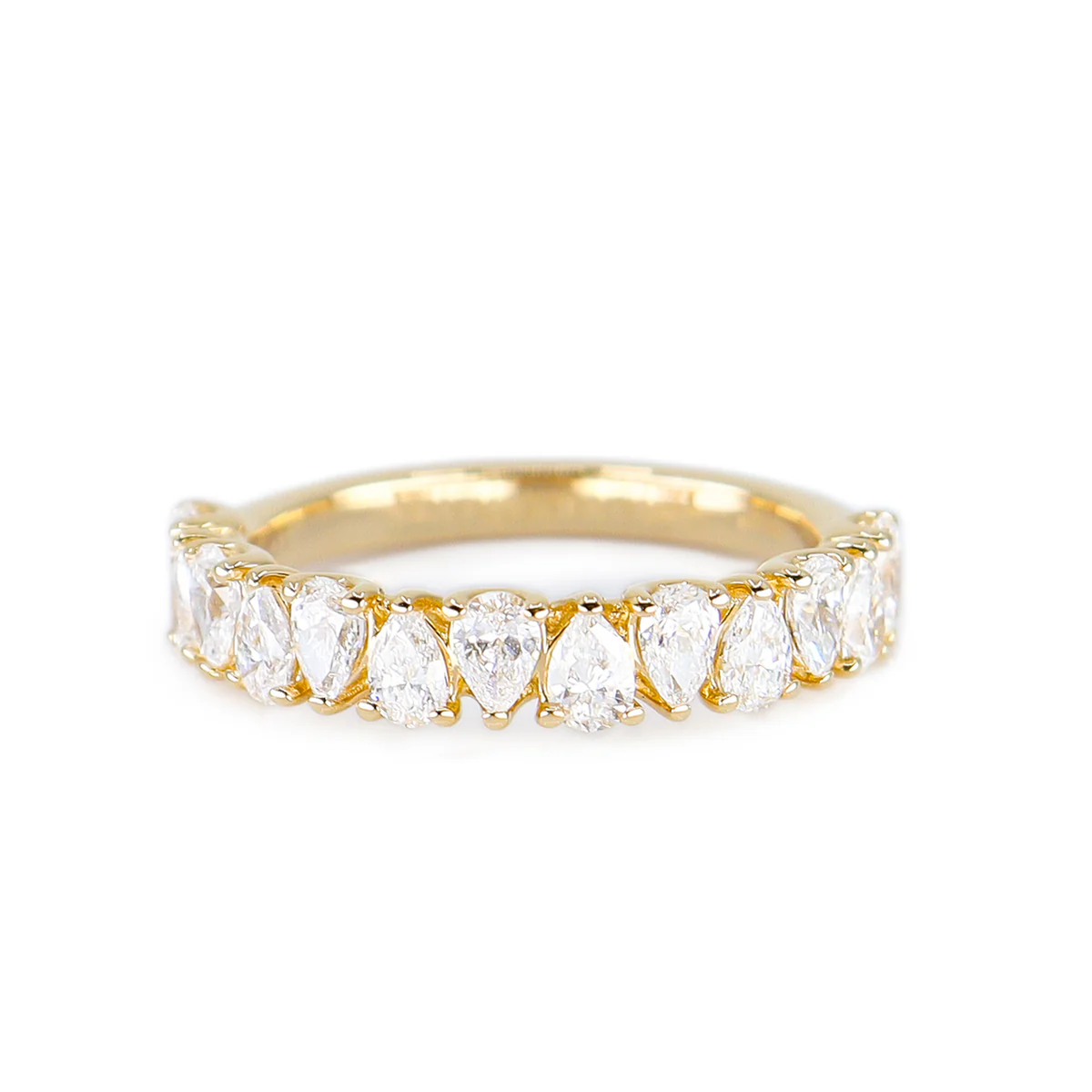 18ct Yellow Gold 1.10ct Lab Grown Diamond Pear Shaped Eternity Ring With Report Card