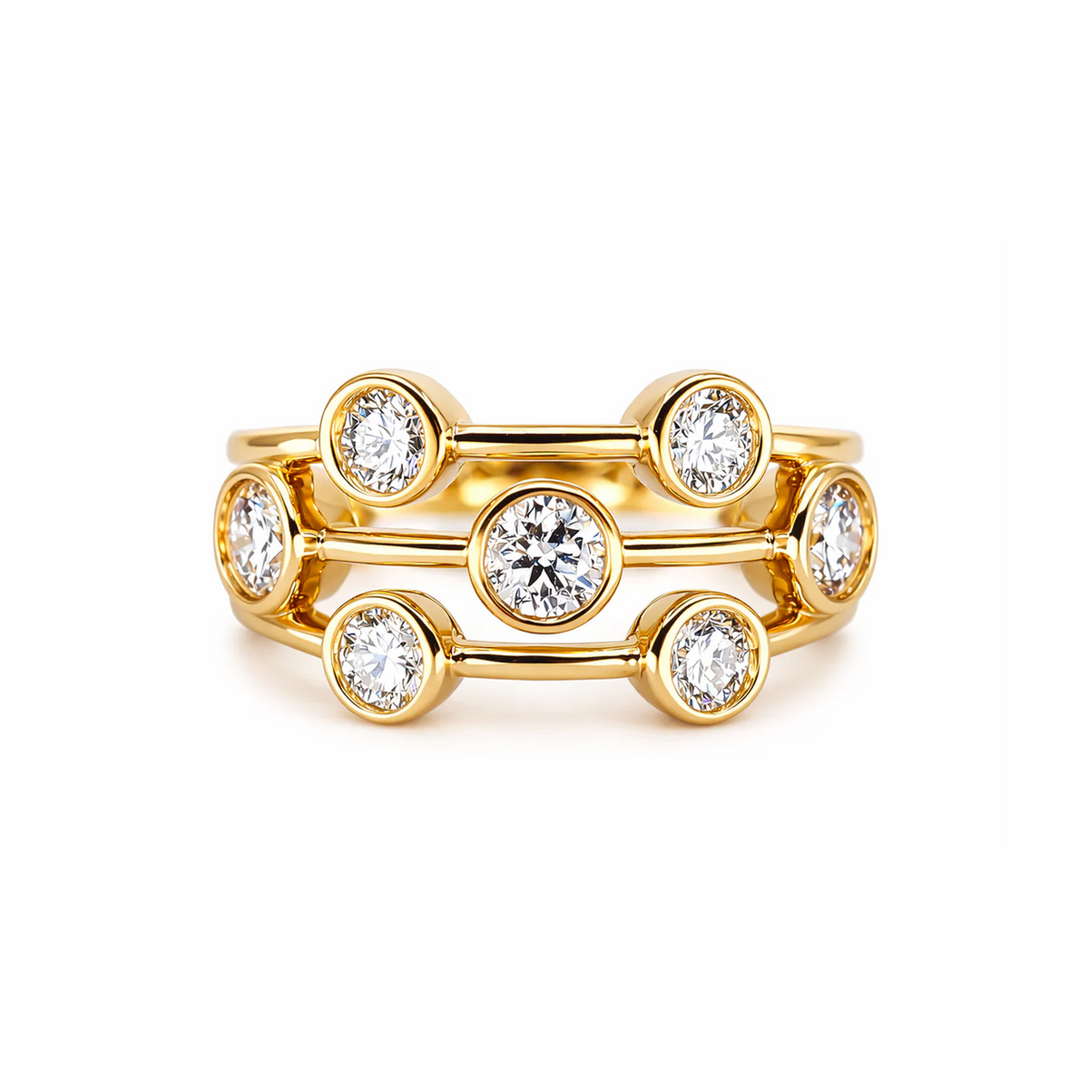 18ct Yellow Gold 1.06ct Lab Grown Diamond Scatter Ring With Report Card